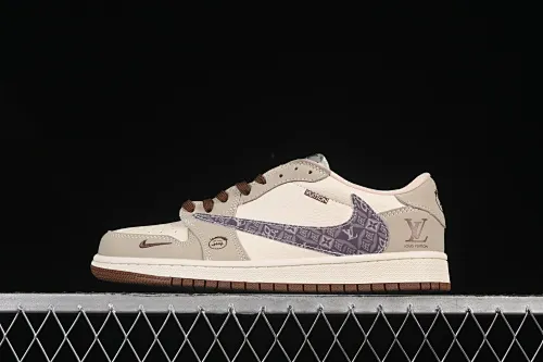 All categories Air Jordan Jordan series basketball shoes Air Jordan 1 Low High-end customized low-top sneakers Travis Scott x Fragment Design x Air Jordan 1 Low OG SP AJ1 LV joint flower hook grimace low-top cultural casual sneakers XS2024-060